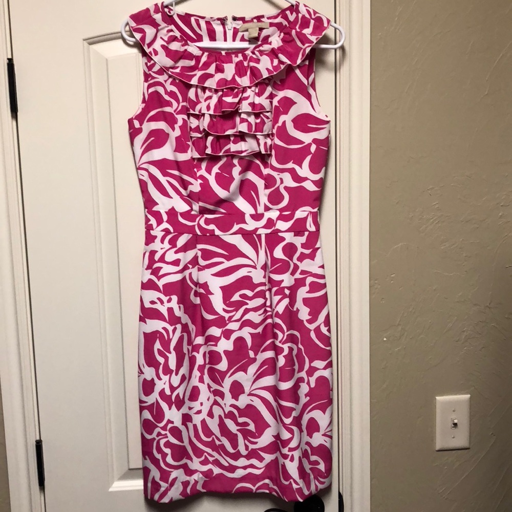 Banana republic pink dress with ruffle